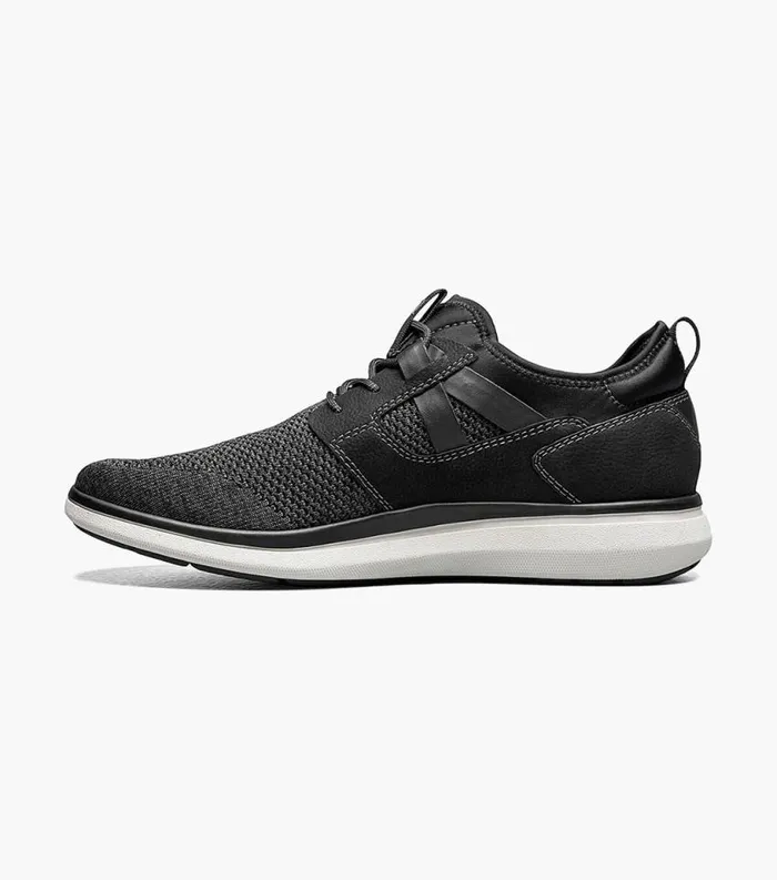 Men Venture Knit Plain Toe Lace Up Sneaker Black Florsheim Casual Shoes