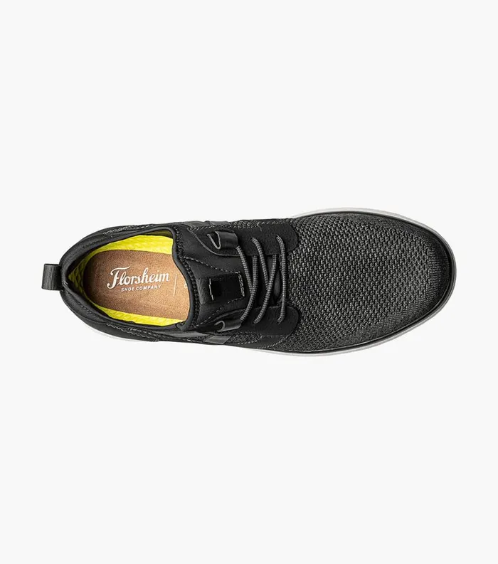 Men Venture Knit Plain Toe Lace Up Sneaker Black Florsheim Casual Shoes