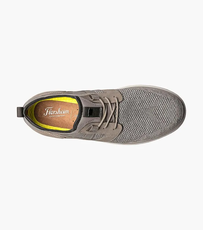 Men Venture Knit Plain Toe Lace Up Sneaker Gray Florsheim Casual Shoes