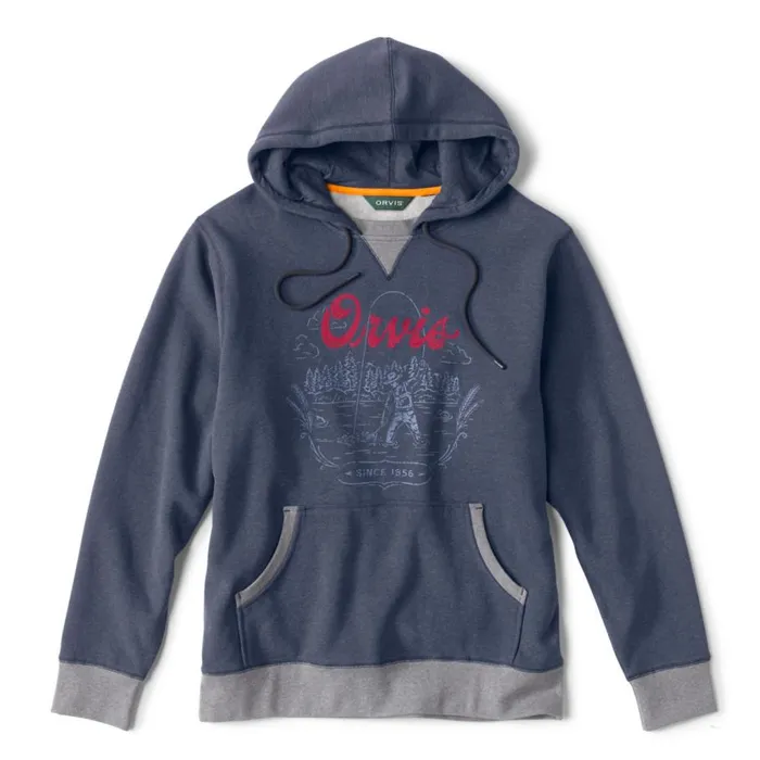 Men Vintage Logo SplitNeck Sweatshirt Navy Orvis Sweatshirts