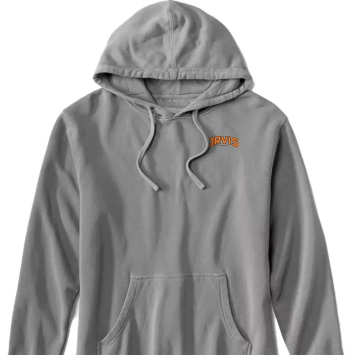 Men Vintage Reel And Flies Hoodie Washed Black Orvis Sweatshirts