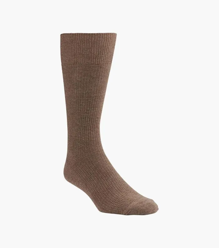 Men Waffle Knit Crew Dress Socks Sand Florsheim Socks