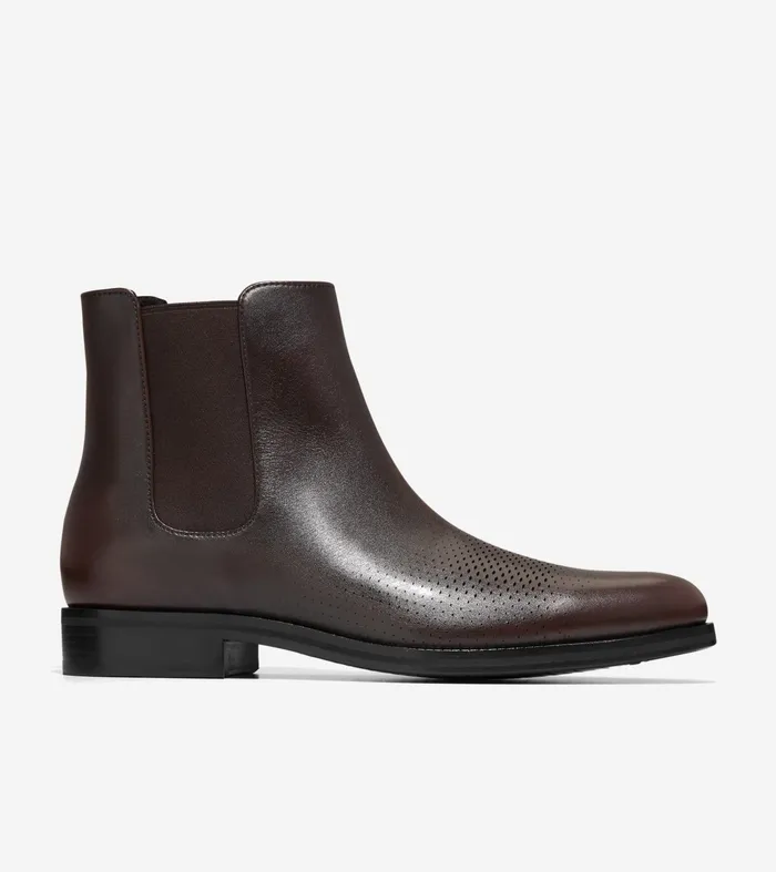 Men Washington Grand Laser Chelsea Boots Dark Chocolateblack Cole Haan Boots