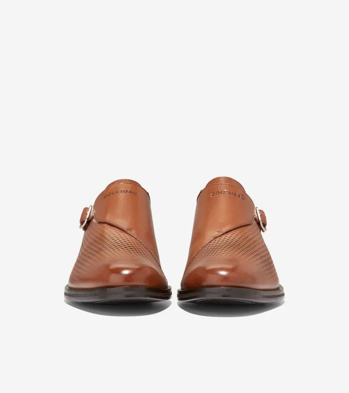 Men Washington Grand Laser Monk Strap Shoes British Tandark Chocolate Cole Haan Oxfords