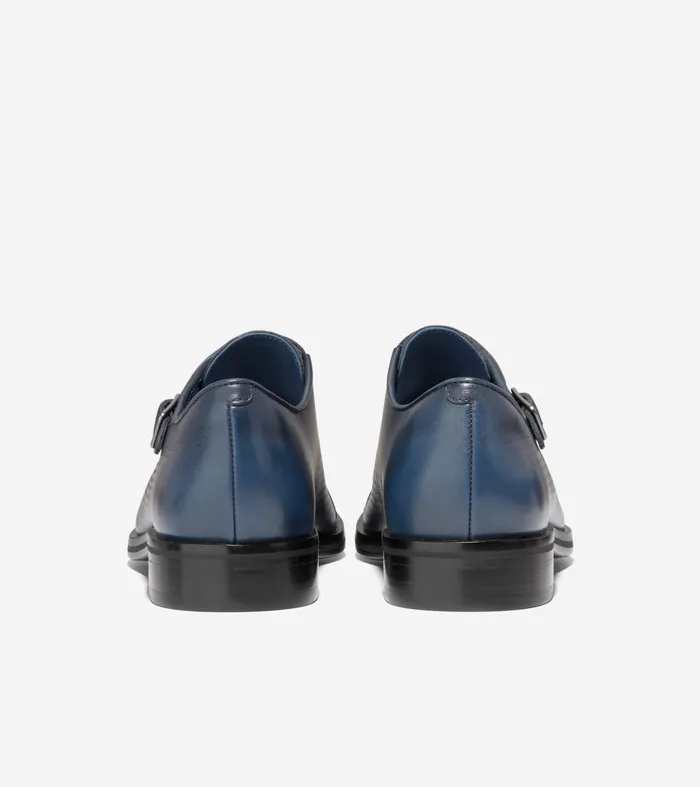 Men Washington Grand Laser Monk Strap Shoes Navy Blazerblack Cole Haan Oxfords