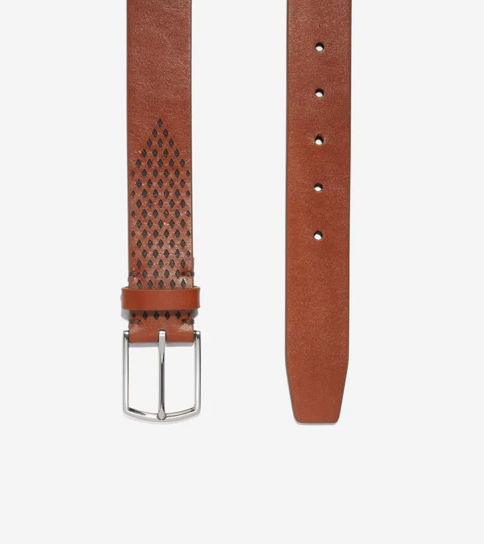 Men Washington Perforated 35mm Belt British Tan Cole Haan Belts