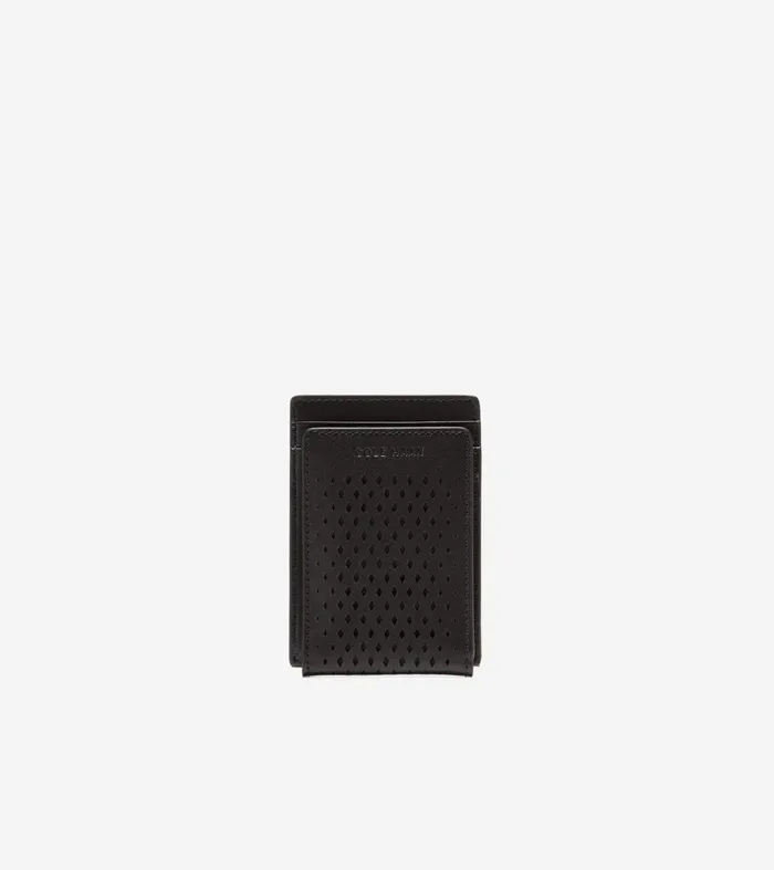Men Washington Perforated Card Case Black Cole Haan Wallets