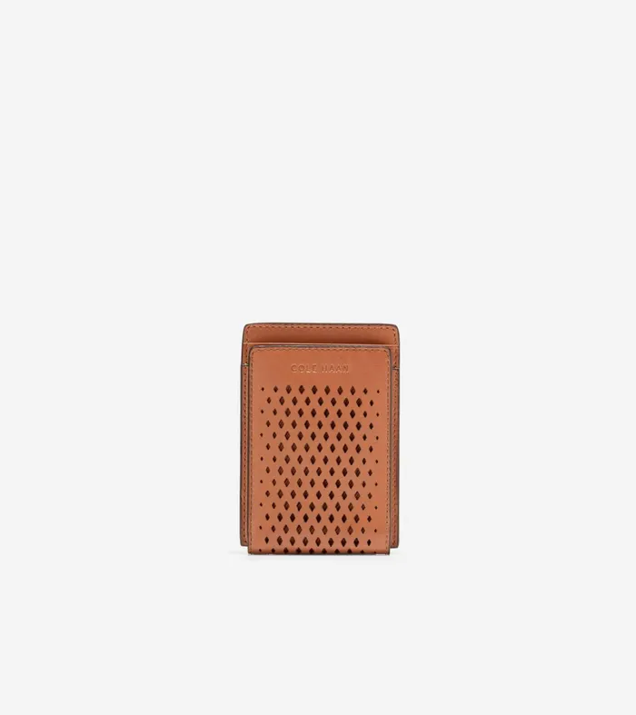 Men Washington Perforated Card Case British Tan Cole Haan Wallets