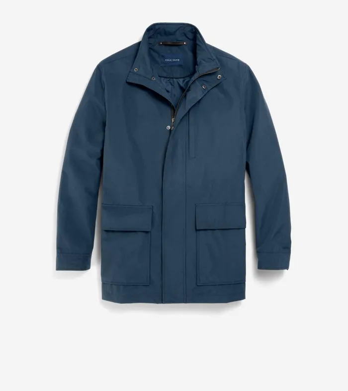 Men WaterResistant Jacket Navy Blue Cole Haan Outerwear