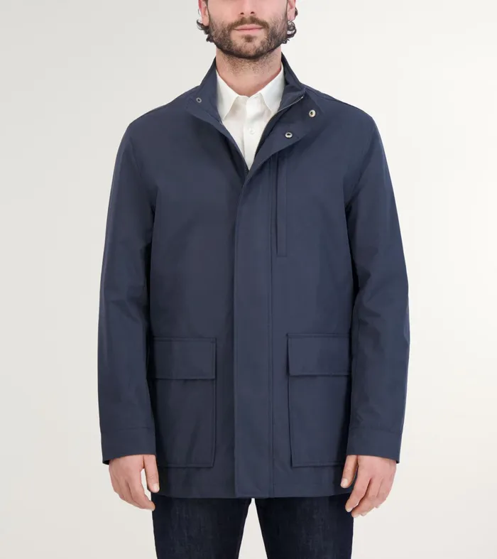 Men WaterResistant Jacket Navy Blue Cole Haan Outerwear
