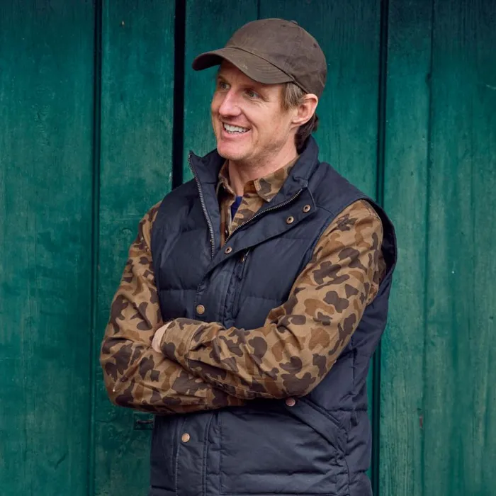 Men Waxed Down Puffer Vest Navy Orvis Jackets