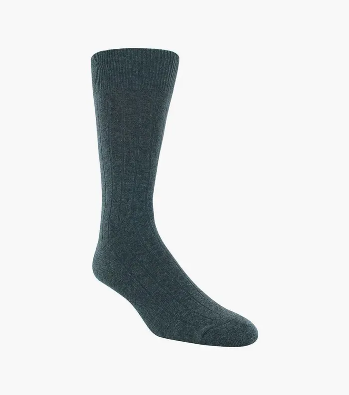 Men Wide Rib Crew Dress Socks Charcoal Florsheim Socks