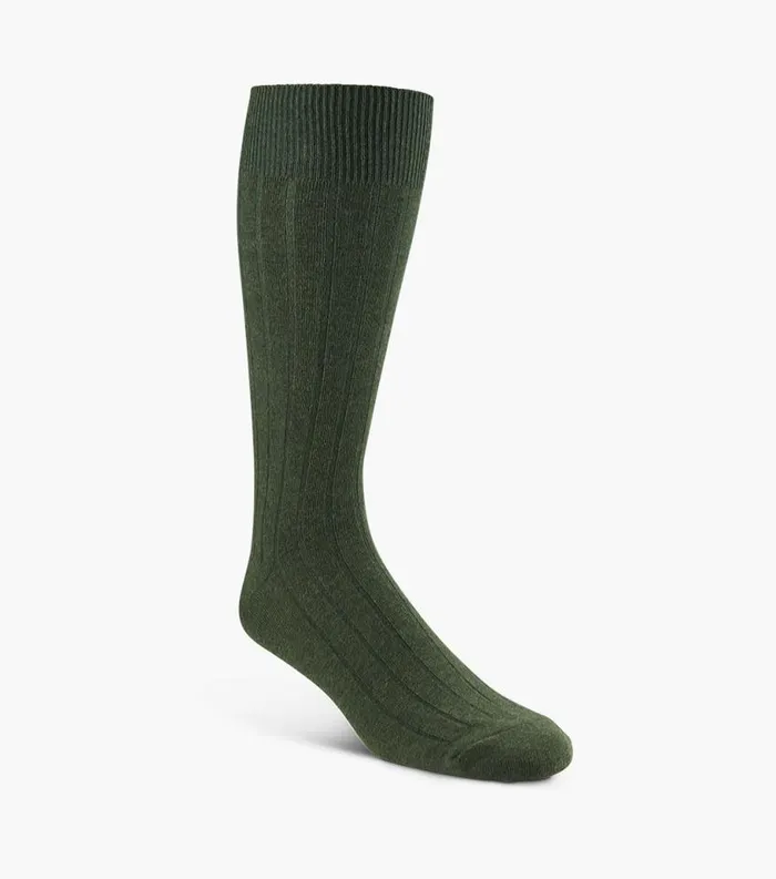 Men Wide Rib Crew Dress Socks Forrest Green Heather Florsheim Socks