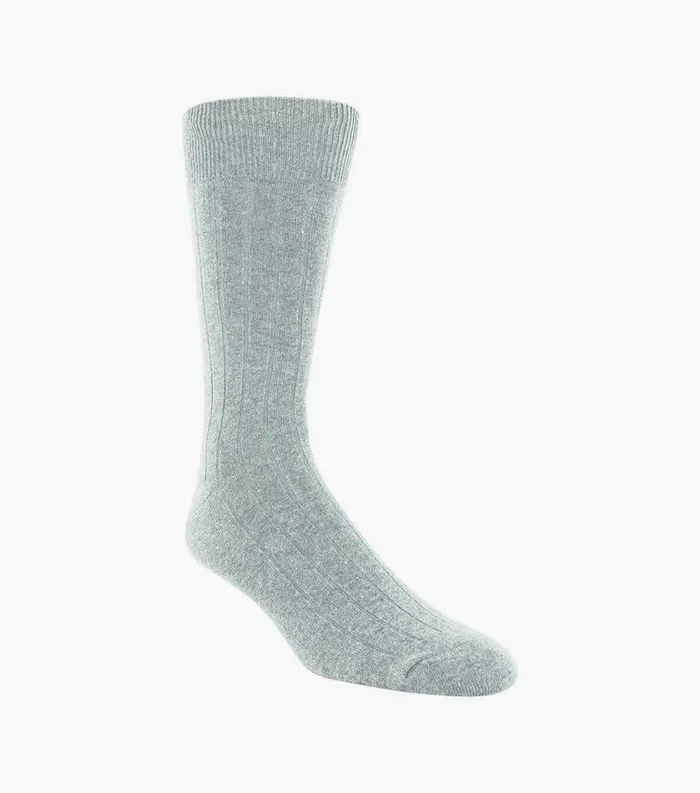 Men Wide Rib Crew Dress Socks Light Gray Florsheim Socks