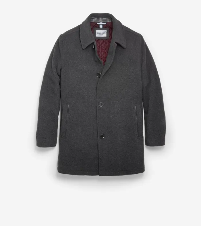 Men Wool Car Coat Charcoal Cole Haan Blazer and Trench Jackets