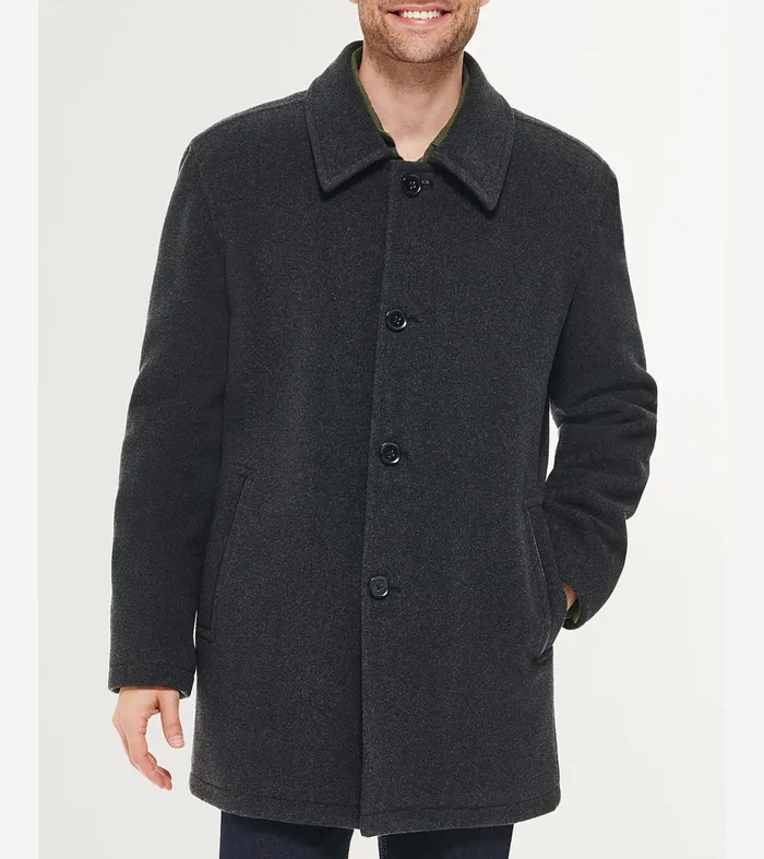 Men Wool Car Coat Charcoal Cole Haan Blazer and Trench Jackets