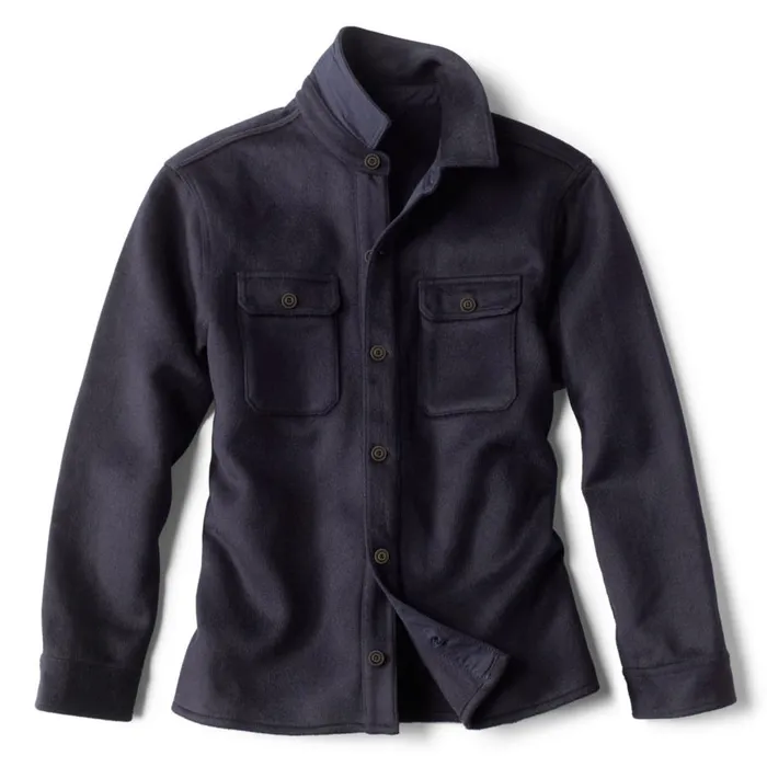Men Wool Worker Shirt Jacket Navy Orvis Shirts