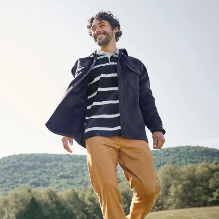 Men Wool Worker Shirt Jacket Navy Orvis Shirts