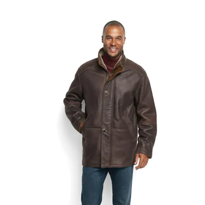 Men Worldrsquos Finest Shearling Coat Brown Orvis Jackets