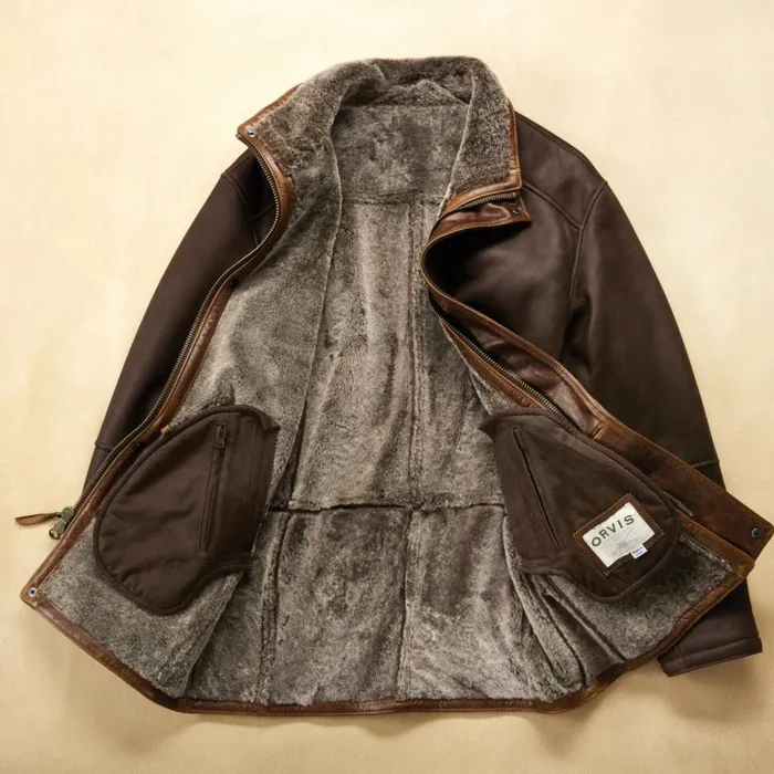 Men Worldrsquos Finest Shearling Coat Brown Orvis Jackets