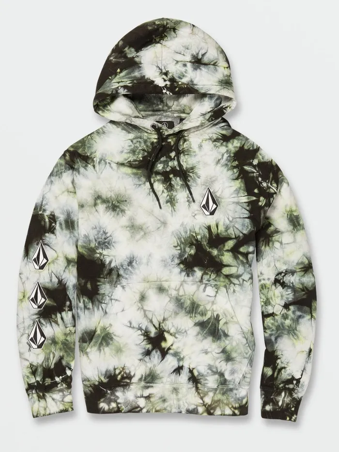 Mens Hoodies and Sweatshirts Volcom Iconic Stone Plus Pullover 8211 Lime Tie Dye