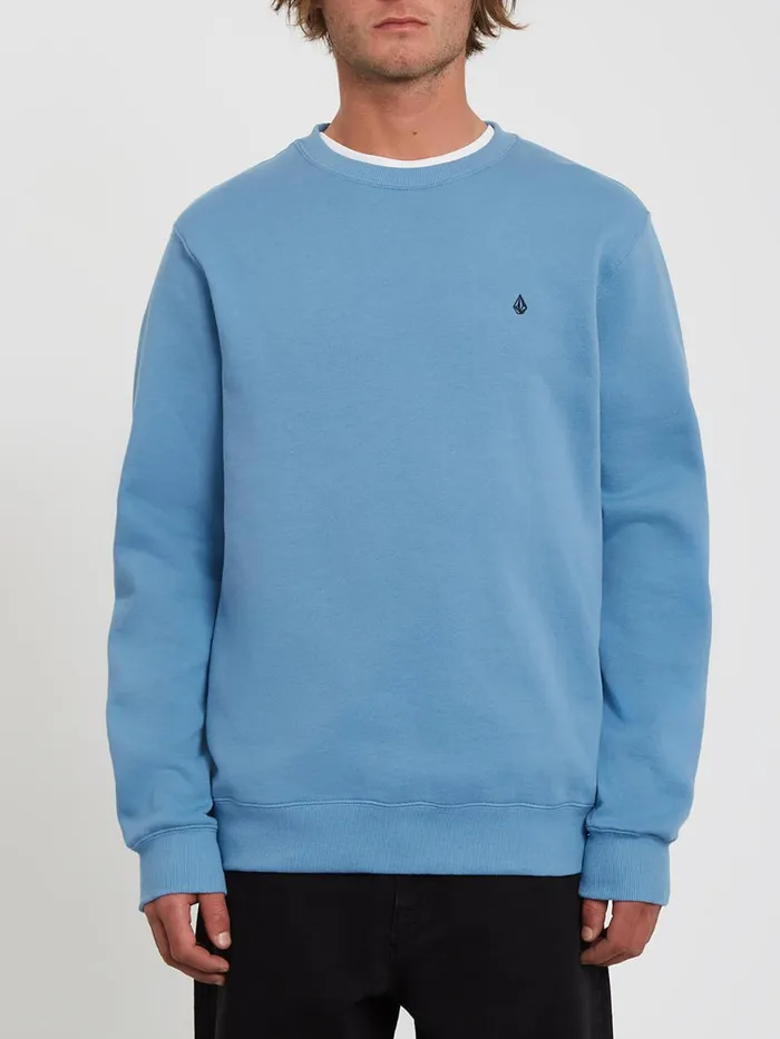 Mens Hoodies and Sweatshirts Volcom Single Stone Crew Sweatshirt 8211 Niagra