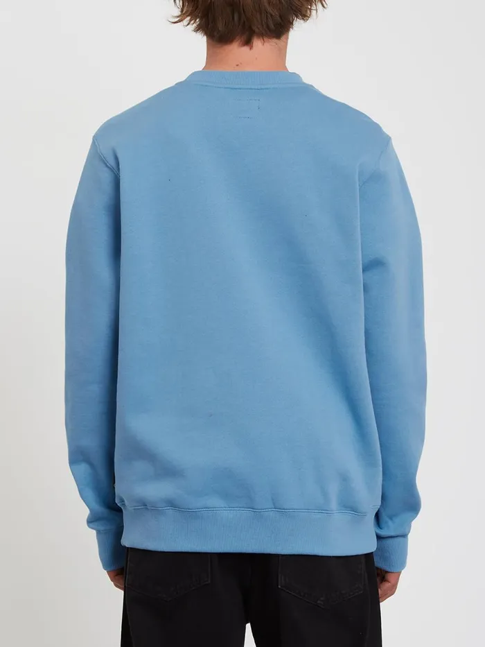Mens Hoodies and Sweatshirts Volcom Single Stone Crew Sweatshirt 8211 Niagra