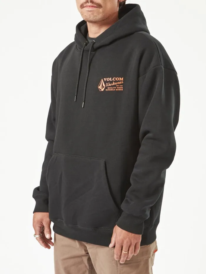 Mens Hoodies and Sweatshirts Volcom Volcom Workwear Pullover Fleece 8211 Black