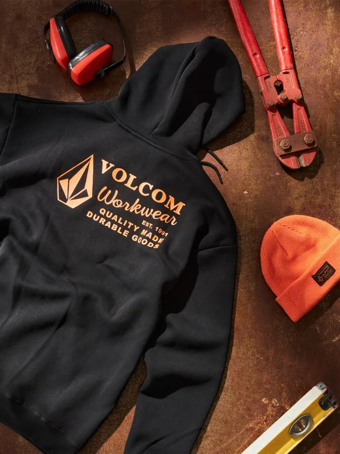 Mens Hoodies and Sweatshirts Volcom Volcom Workwear Pullover Fleece 8211 Black