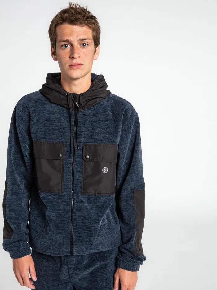 Mens Hoodies and Sweatshirts Volcom Yzzolater Lined Zip Hoodie 8211 Navy