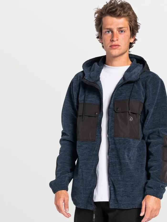 Mens Hoodies and Sweatshirts Volcom Yzzolater Lined Zip Hoodie 8211 Navy