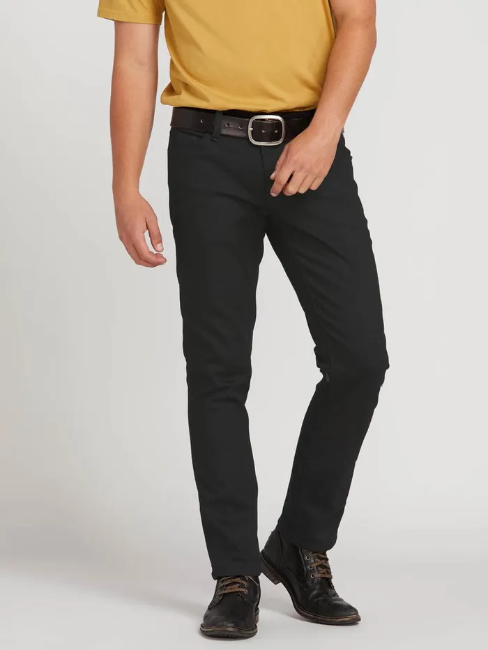 Mens Jeans Volcom Vorta Slim Fit Jeans 8211 Black On Black