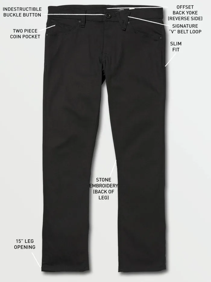 Mens Jeans Volcom Vorta Slim Fit Jeans 8211 Black On Black