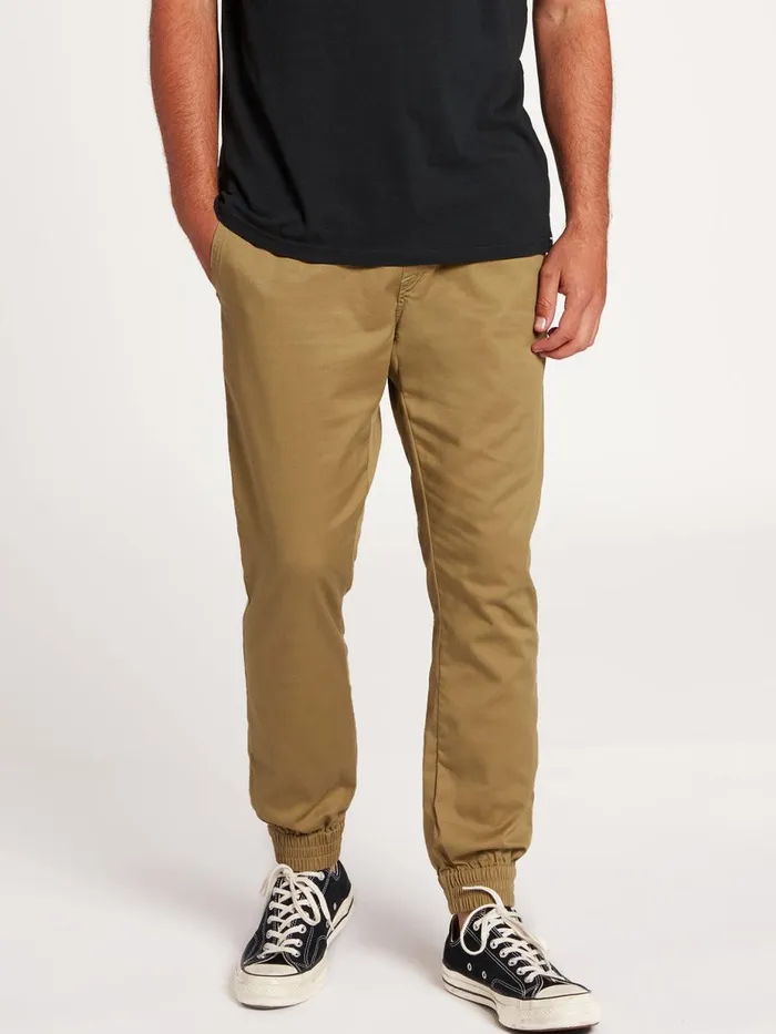 Mens Pants Volcom Frickin Slim Jogger Pants 8211 Dark Khaki