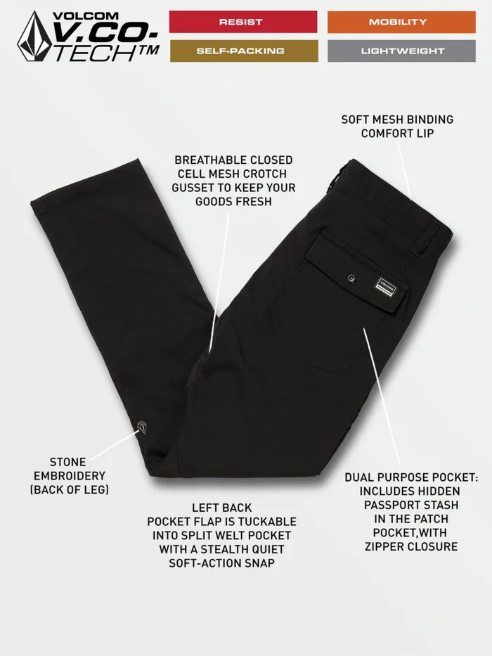 Mens Pants Volcom Stone Trail Master Pants 8211 Black