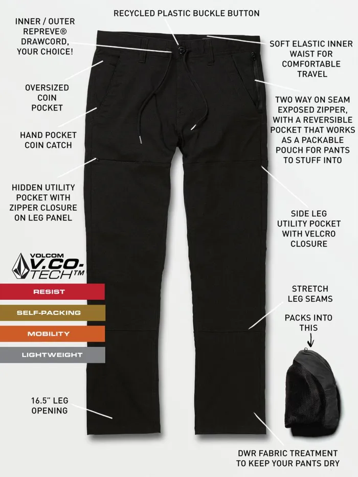 Mens Pants Volcom Stone Trail Master Pants 8211 Black