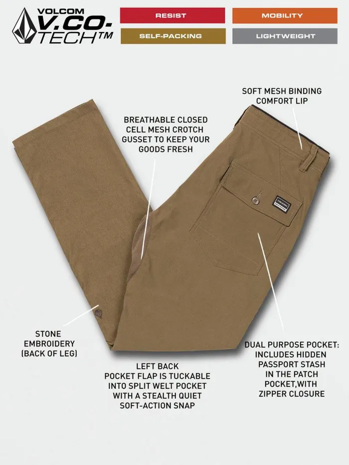 Mens Pants Volcom Stone Trail Master Pants 8211 Tarmac Brown