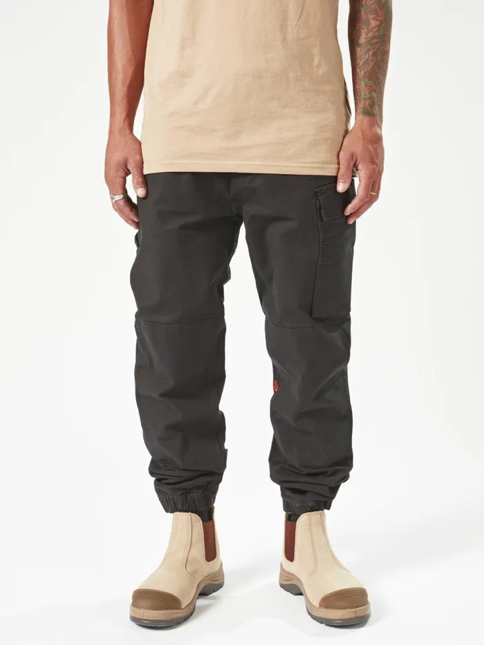 Mens Pants Volcom Volcom Workwear Caliper Cuffed Pants 8211 Black