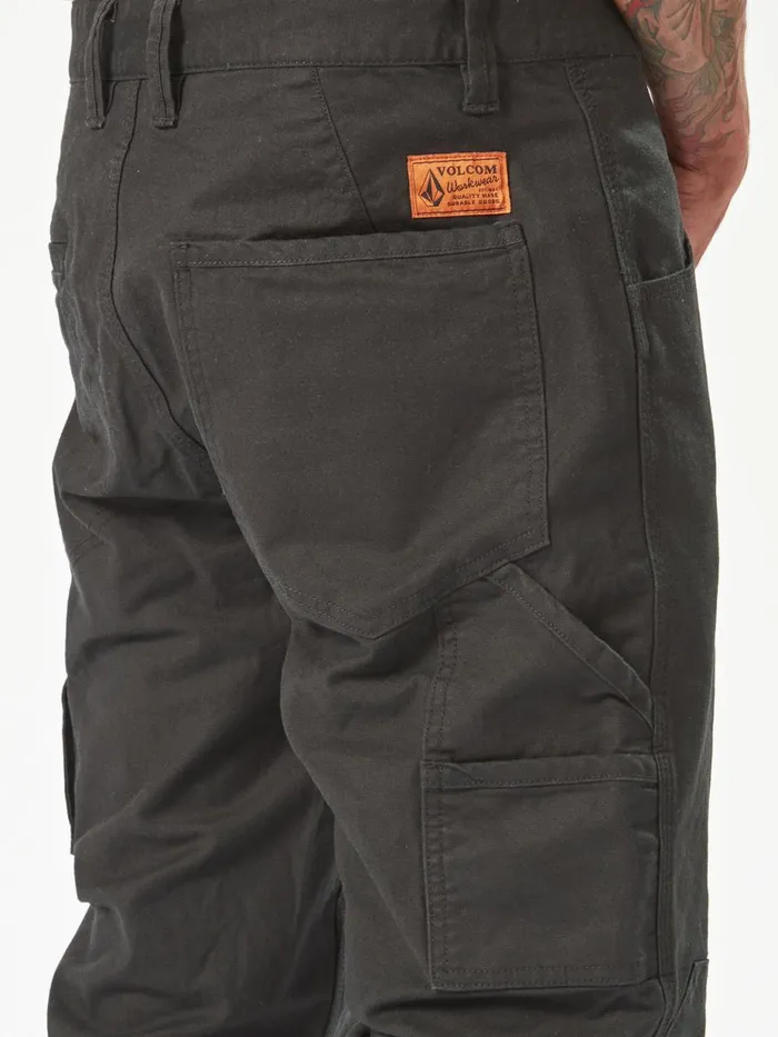 Mens Pants Volcom Volcom Workwear Caliper Cuffed Pants 8211 Black
