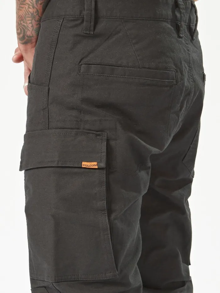 Mens Pants Volcom Volcom Workwear Caliper Cuffed Pants 8211 Black