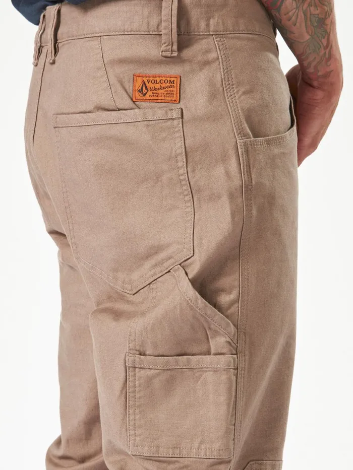 Mens Pants Volcom Volcom Workwear Caliper Cuffed Pants 8211 Brindle