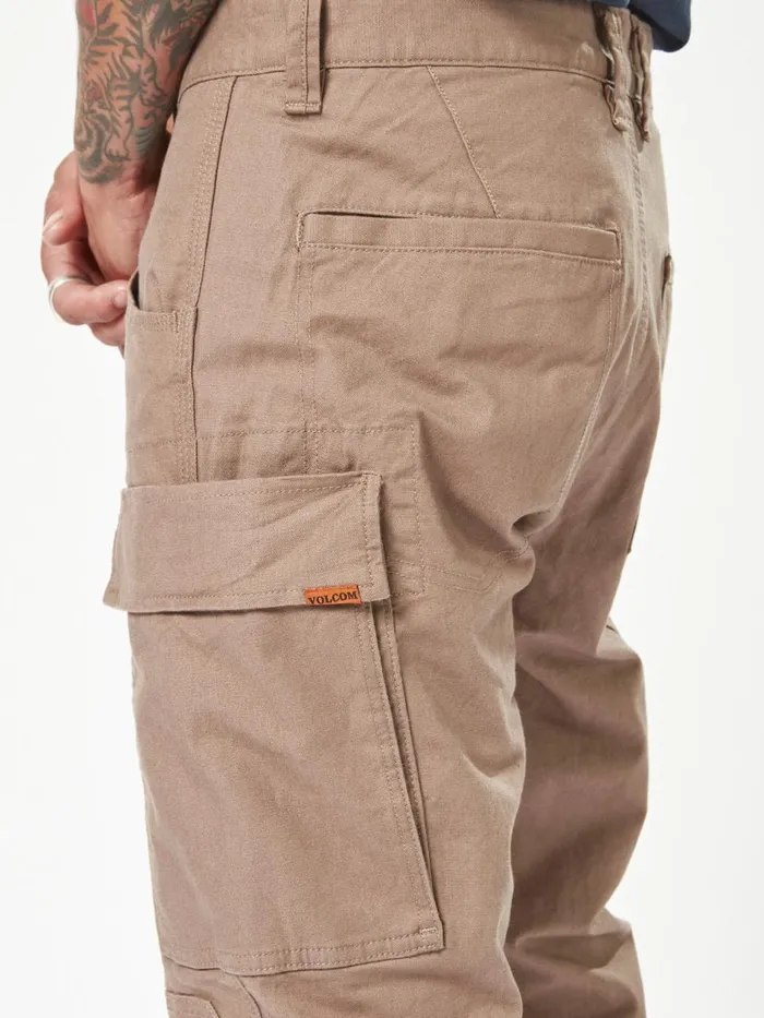 Mens Pants Volcom Volcom Workwear Caliper Cuffed Pants 8211 Brindle
