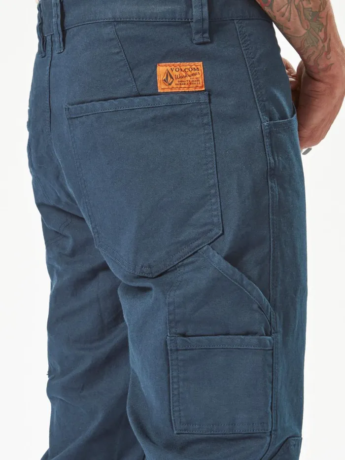 Mens Pants Volcom Volcom Workwear Caliper Cuffed Pants 8211 Navy