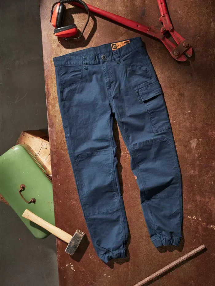 Mens Pants Volcom Volcom Workwear Caliper Cuffed Pants 8211 Navy