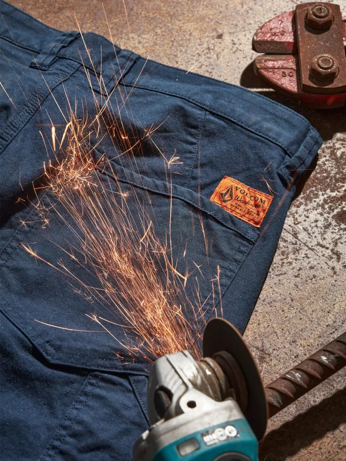 Mens Pants Volcom Volcom Workwear Caliper Cuffed Pants 8211 Navy