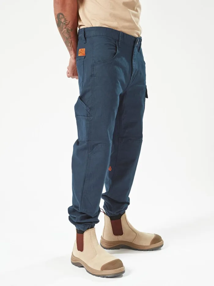 Mens Pants Volcom Volcom Workwear Caliper Cuffed Pants 8211 Navy