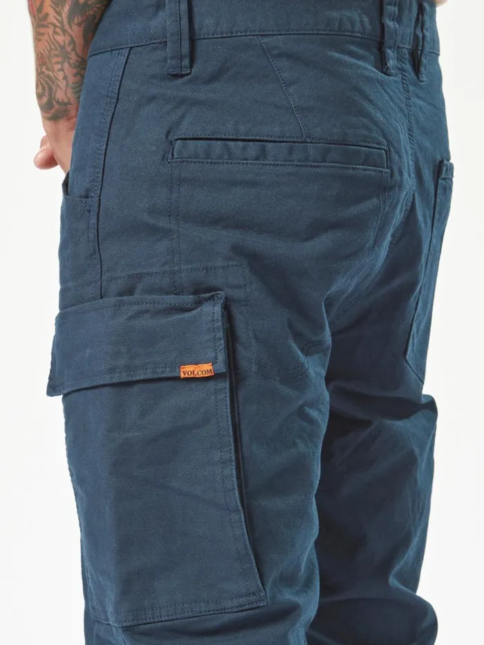 Mens Pants Volcom Volcom Workwear Caliper Cuffed Pants 8211 Navy