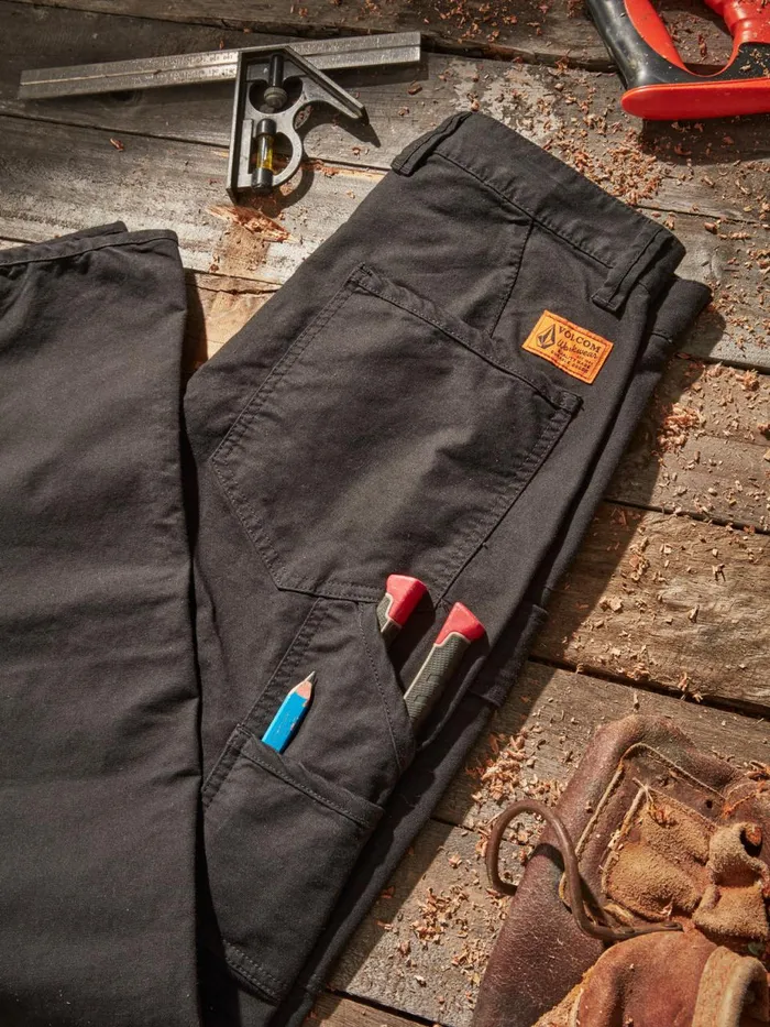 Mens Pants Volcom Volcom Workwear Caliper Pants 8211 Black