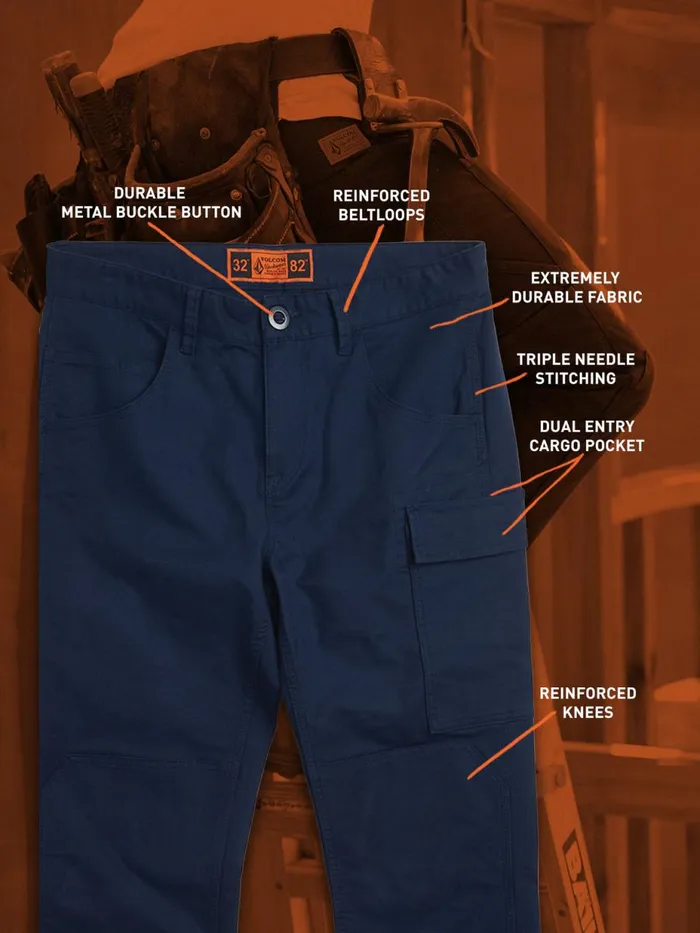 Mens Pants Volcom Volcom Workwear Caliper Pants 8211 Navy