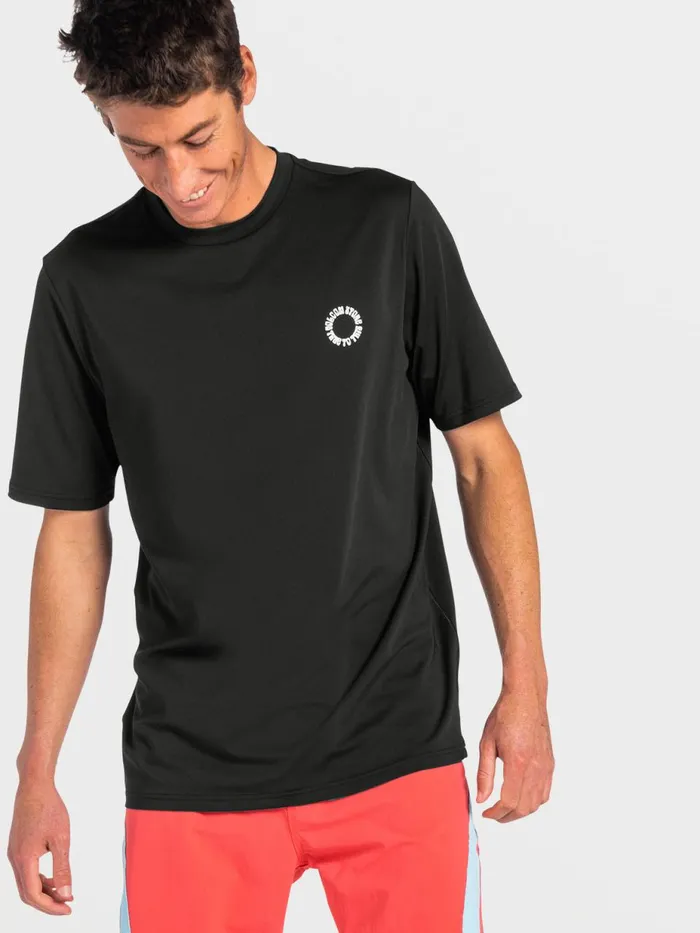 Mens Rashguards Volcom Faulter Short Sleeve UPF 50 Rashguard 8211 Black